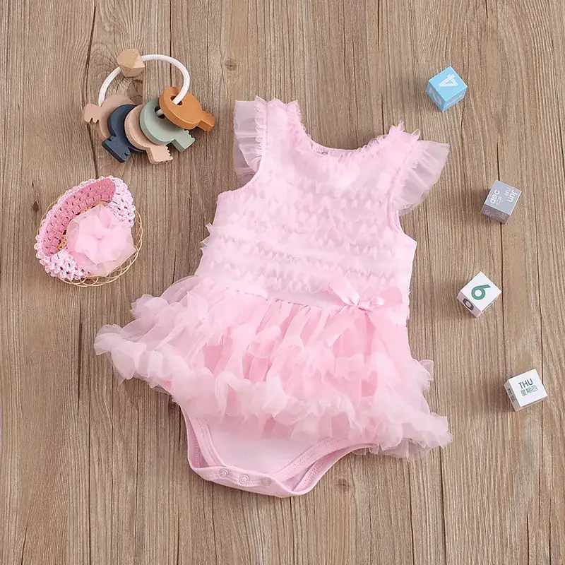 2024 Spring Baby Girl Sleeveless Romper Pure Cotton Princess Dress