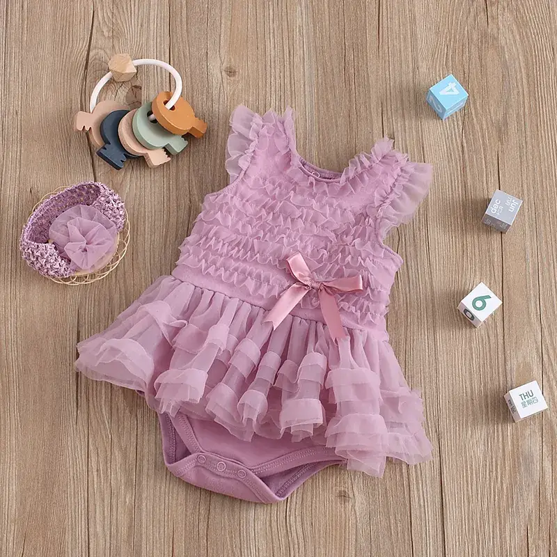 2024 Spring Baby Girl Sleeveless Romper Pure Cotton Princess Dress