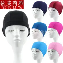 Men's Adult Swimming Cap Five-line Swimming Cap Comfortable Head-free Swimming Pool Women's Cloth Cap Color Black Solid Color — feature 1