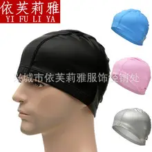 Men's Adult Swimming Cap Five-line Swimming Cap Comfortable Head-free Swimming Pool Women's Cloth Cap Color Black Solid Color — feature 3