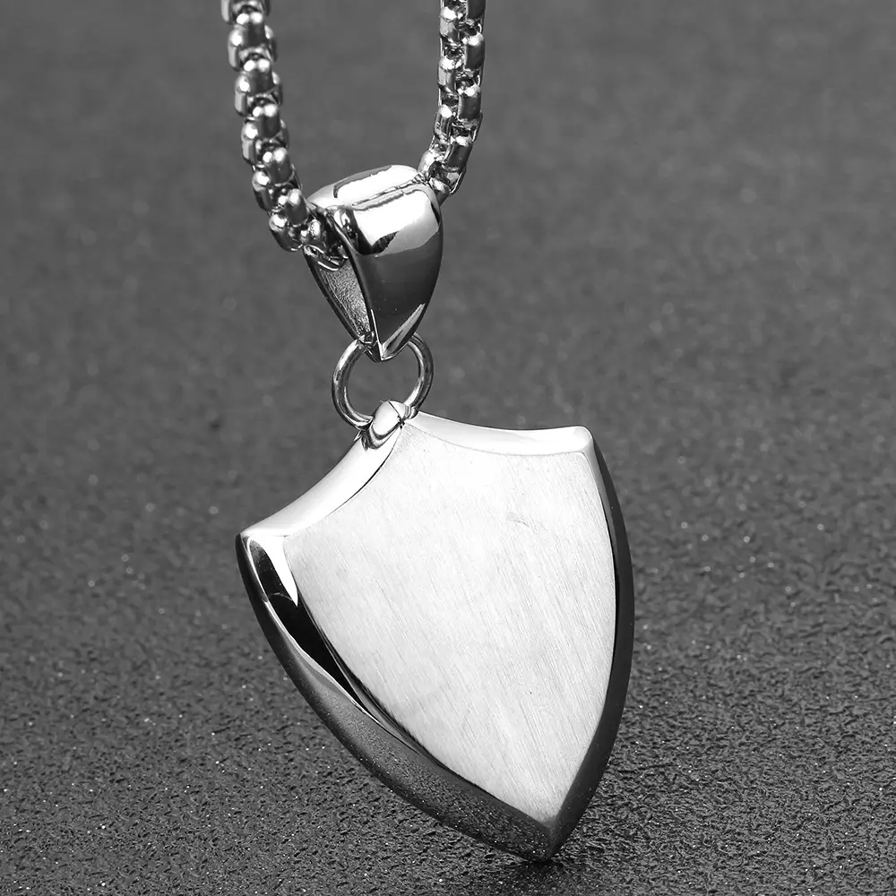 Titanium Steel Triangle Pendant Necklace Silver — feature 11