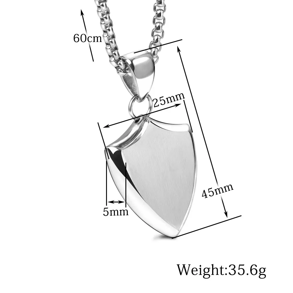 Titanium Steel Triangle Pendant Necklace Silver — feature 2