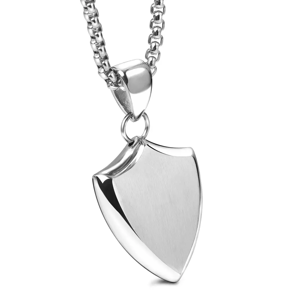 Titanium Steel Triangle Pendant Necklace Silver — feature 5