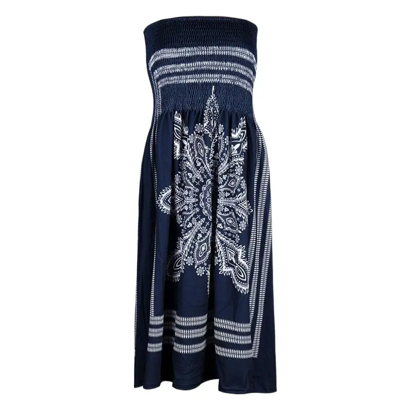 Pink Printed Sleeveless Tube Top Dress for Women