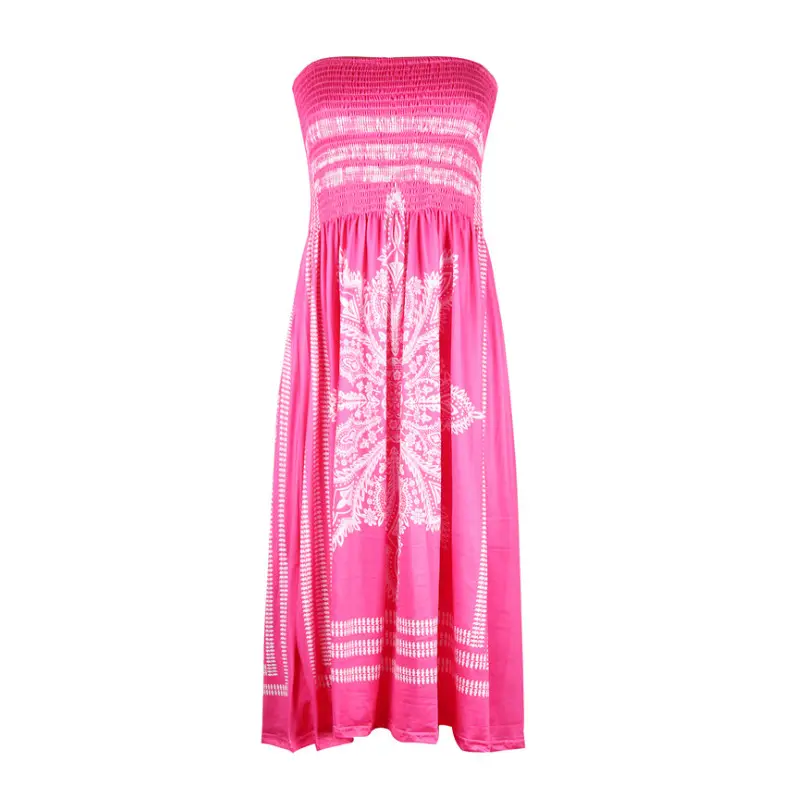 Pink Printed Sleeveless Tube Top Dress for Women - Image 4