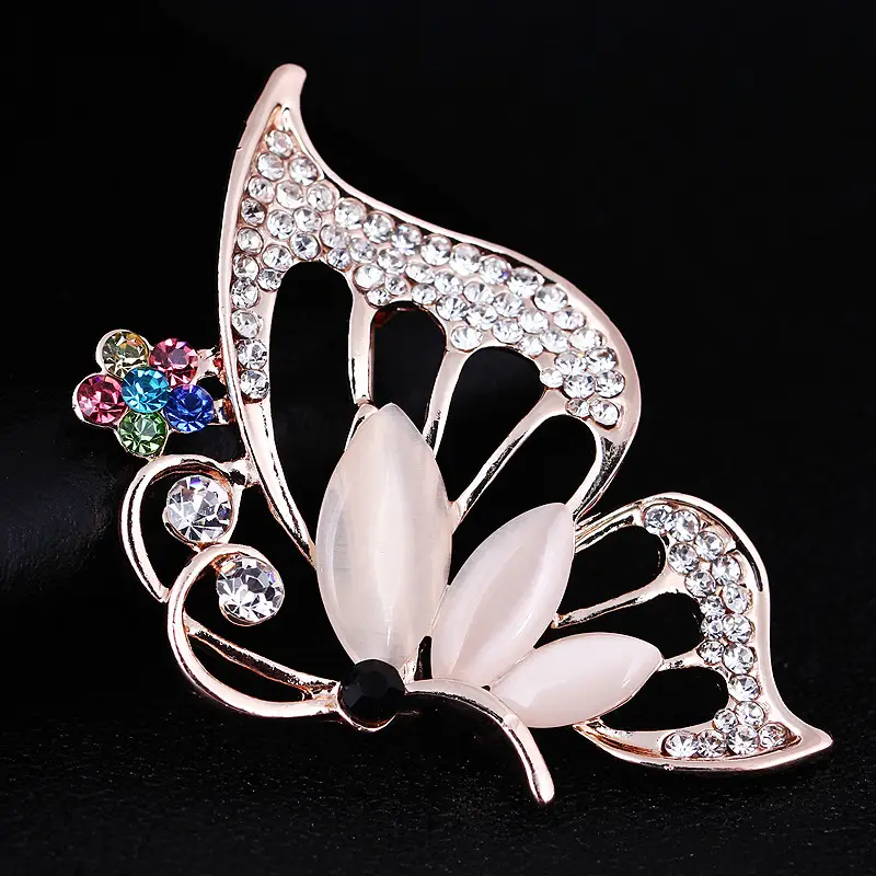 Pink Butterfly Crystal Brooch for Women - Image 3