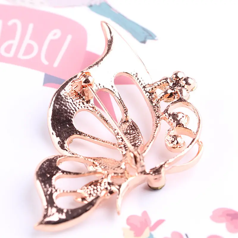 Pink Butterfly Crystal Brooch for Women - Image 5