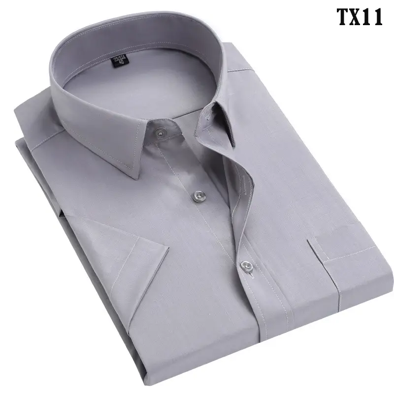 Men's Short Sleeve Shirt Black Non-Ironing Loose Fit
