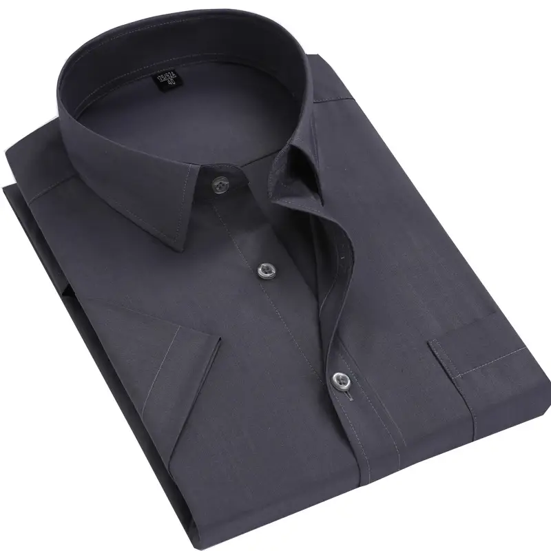 Men's Short Sleeve Shirt Black Non-Ironing Loose Fit