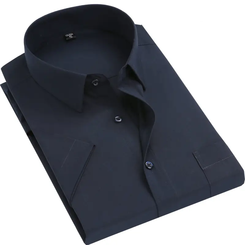 Men's Short Sleeve Shirt Black Non-Ironing Loose Fit