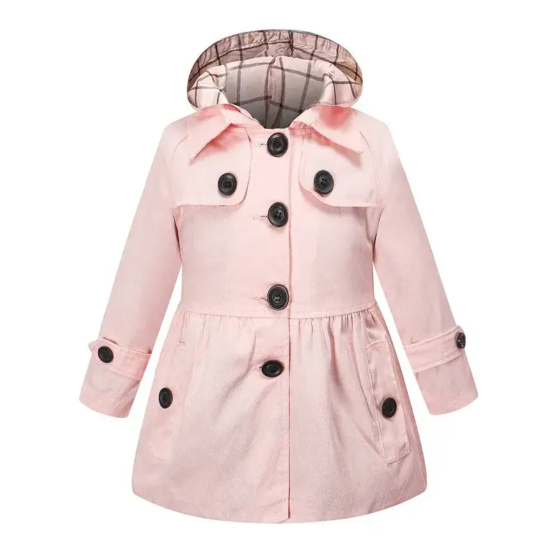 2025 British Style Windproof Kids Coat Blue White Pattern Medium Small - Image 9
