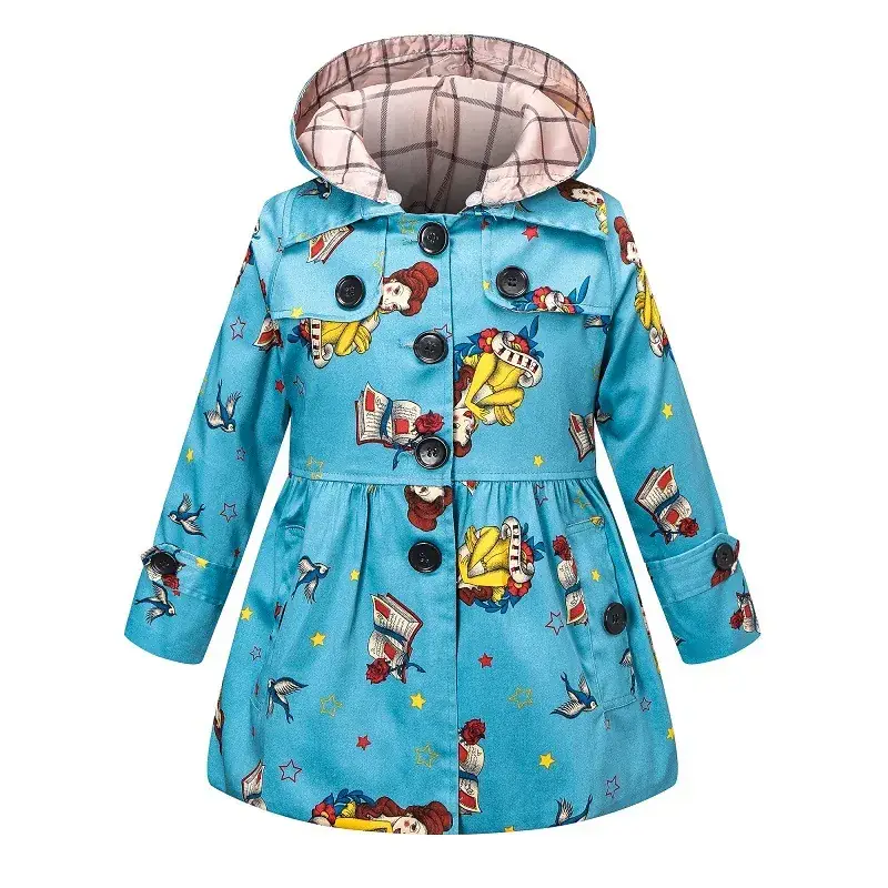 2025 British Style Windproof Kids Coat Blue White Pattern Medium Small - Image 14