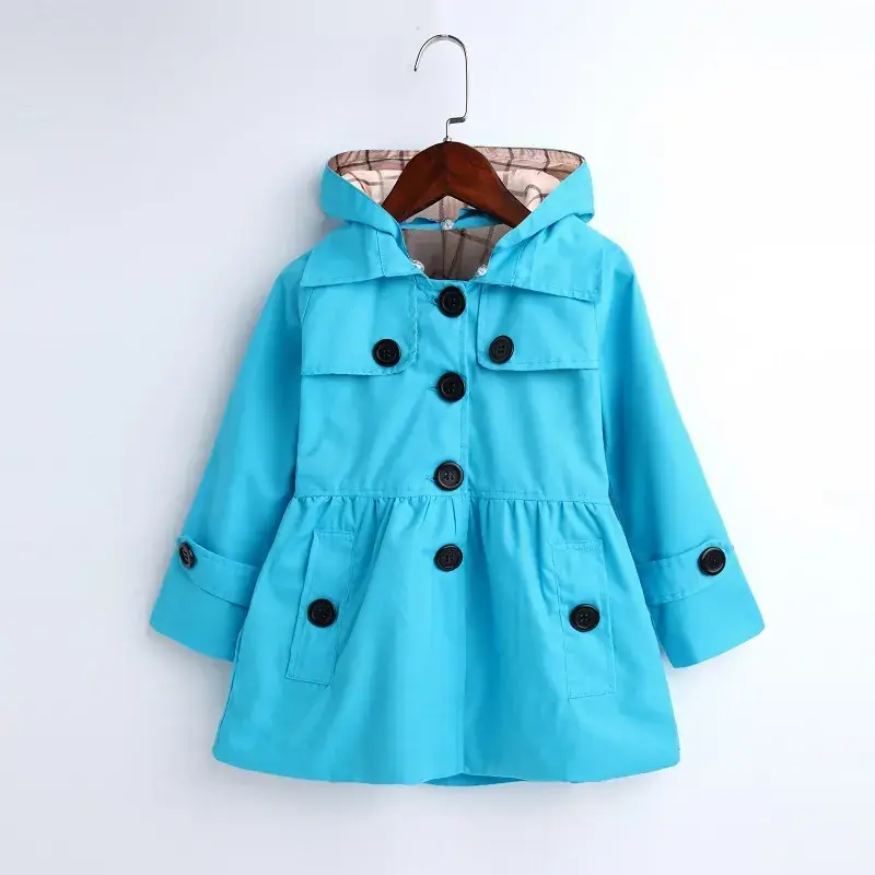 2025 British Style Windproof Kids Coat Blue White Pattern Medium Small - Image 2