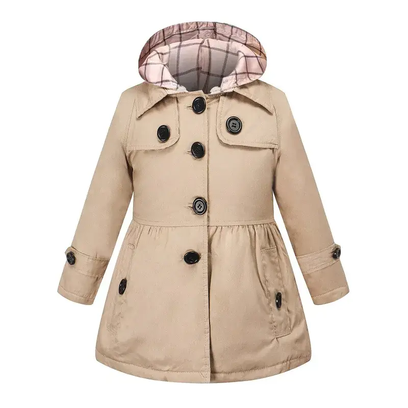 2025 British Style Windproof Kids Coat Blue White Pattern Medium Small - Image 3
