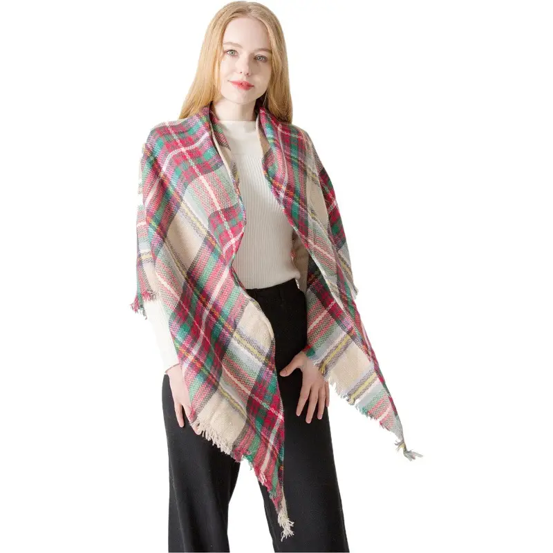 Purple Plaid Cashmere Shawl SD-17#
