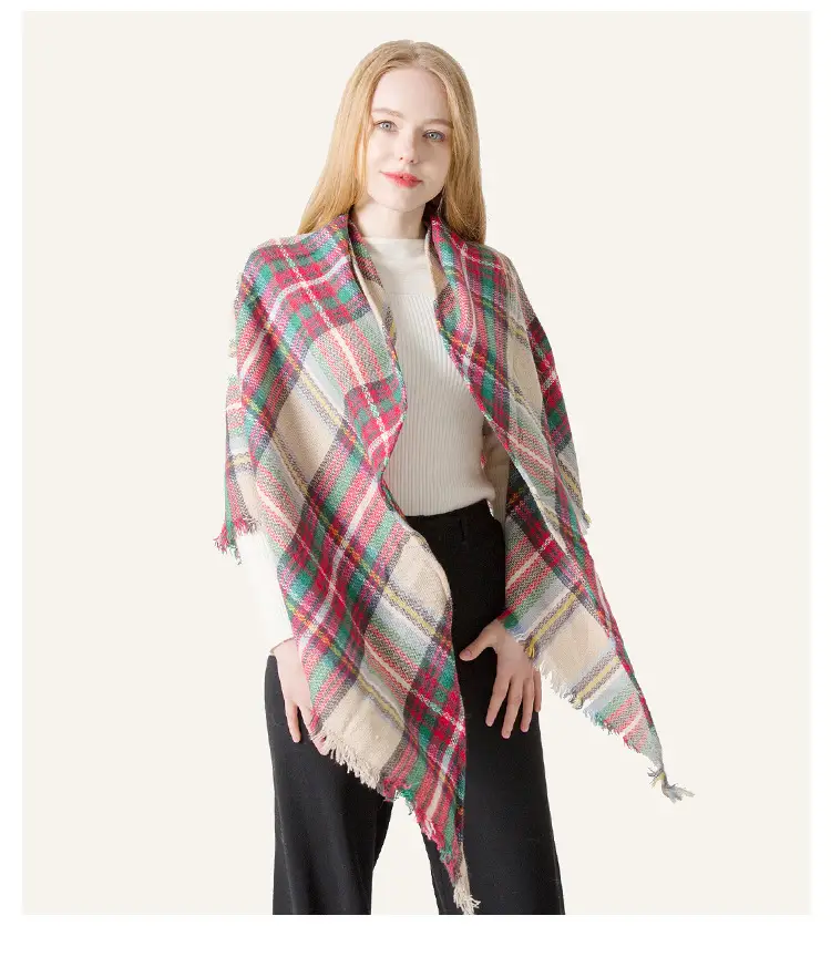 Purple Plaid Cashmere Shawl SD-17# — feature 13