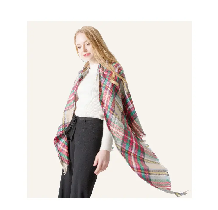 Purple Plaid Cashmere Shawl SD-17# — feature 16