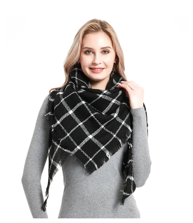 Purple Plaid Cashmere Shawl SD-17# — feature 18