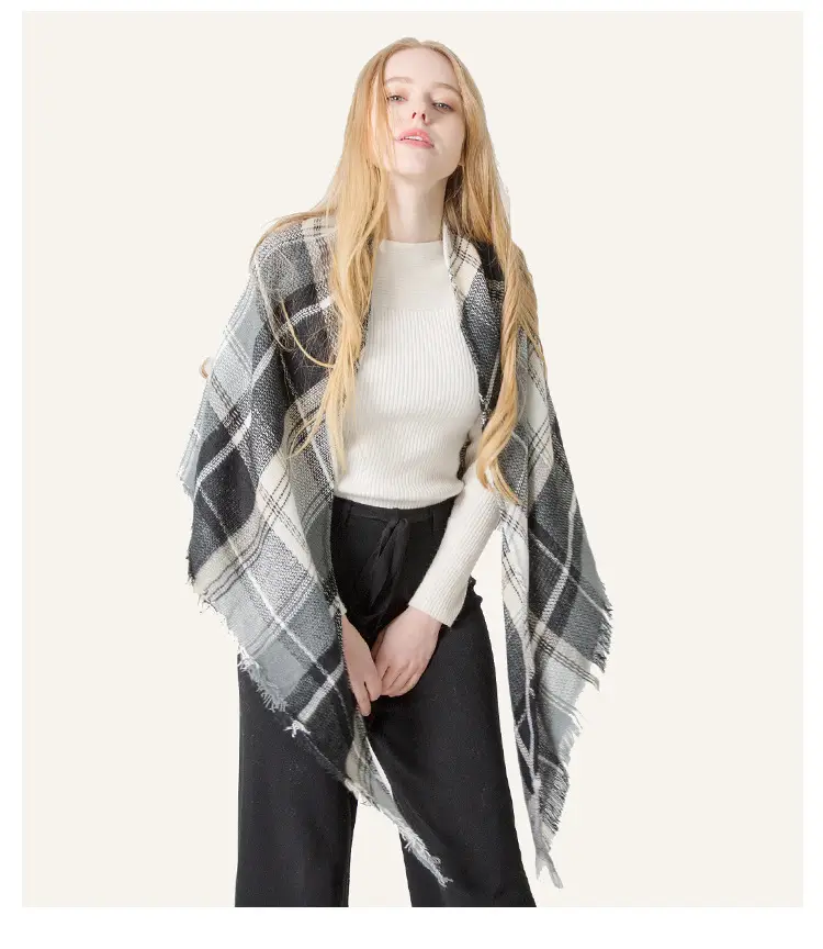 Purple Plaid Cashmere Shawl SD-17# — feature 19