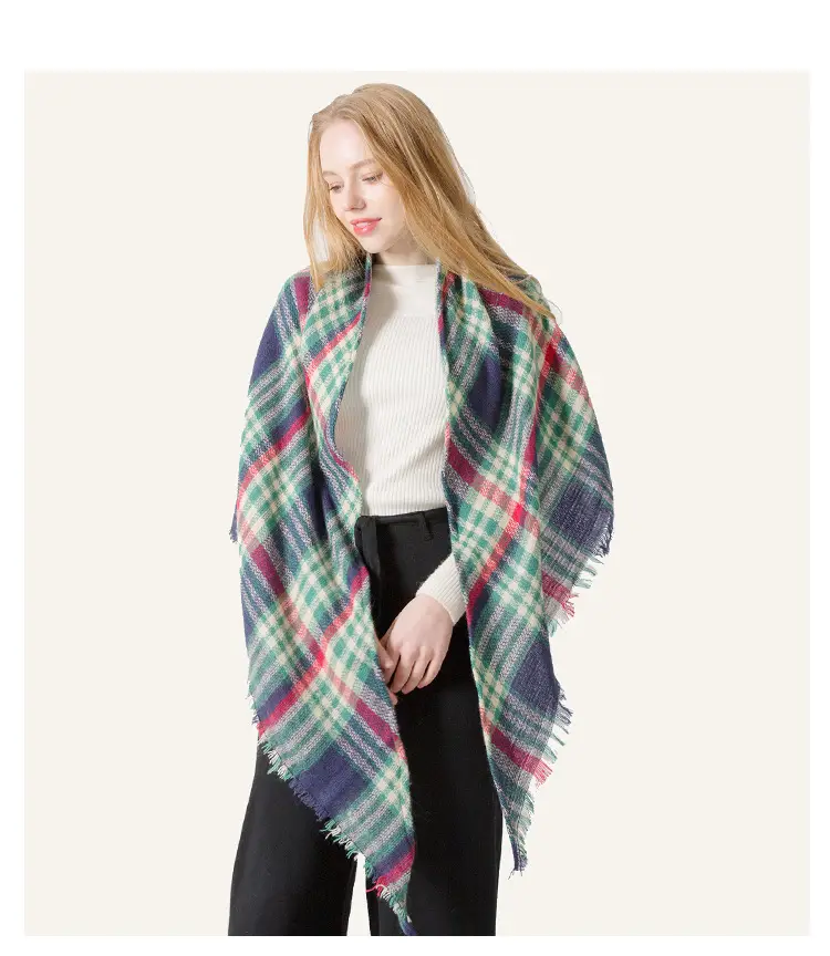 Purple Plaid Cashmere Shawl SD-17# — feature 24
