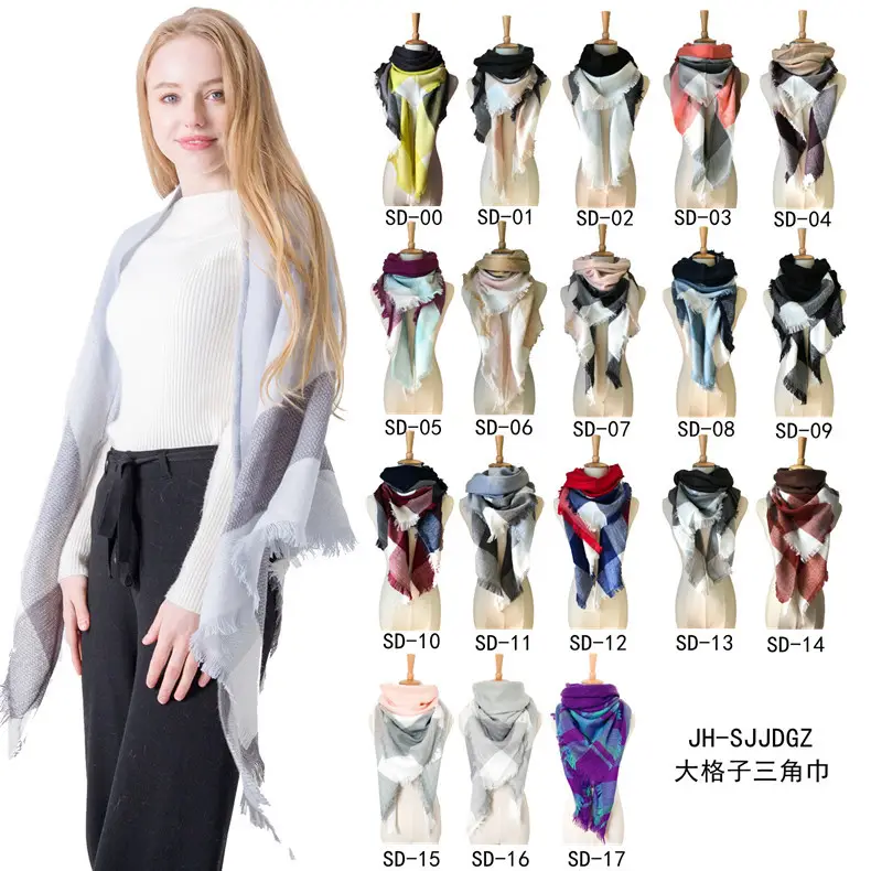Purple Plaid Cashmere Shawl SD-17# — feature 5