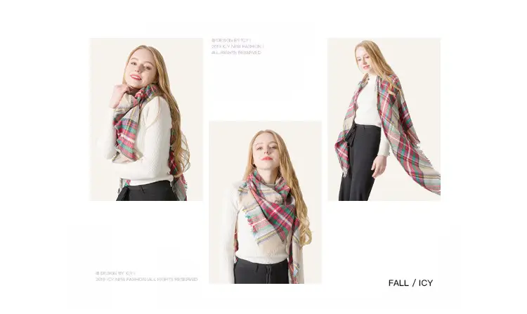 Purple Plaid Cashmere Shawl SD-17# — feature 7
