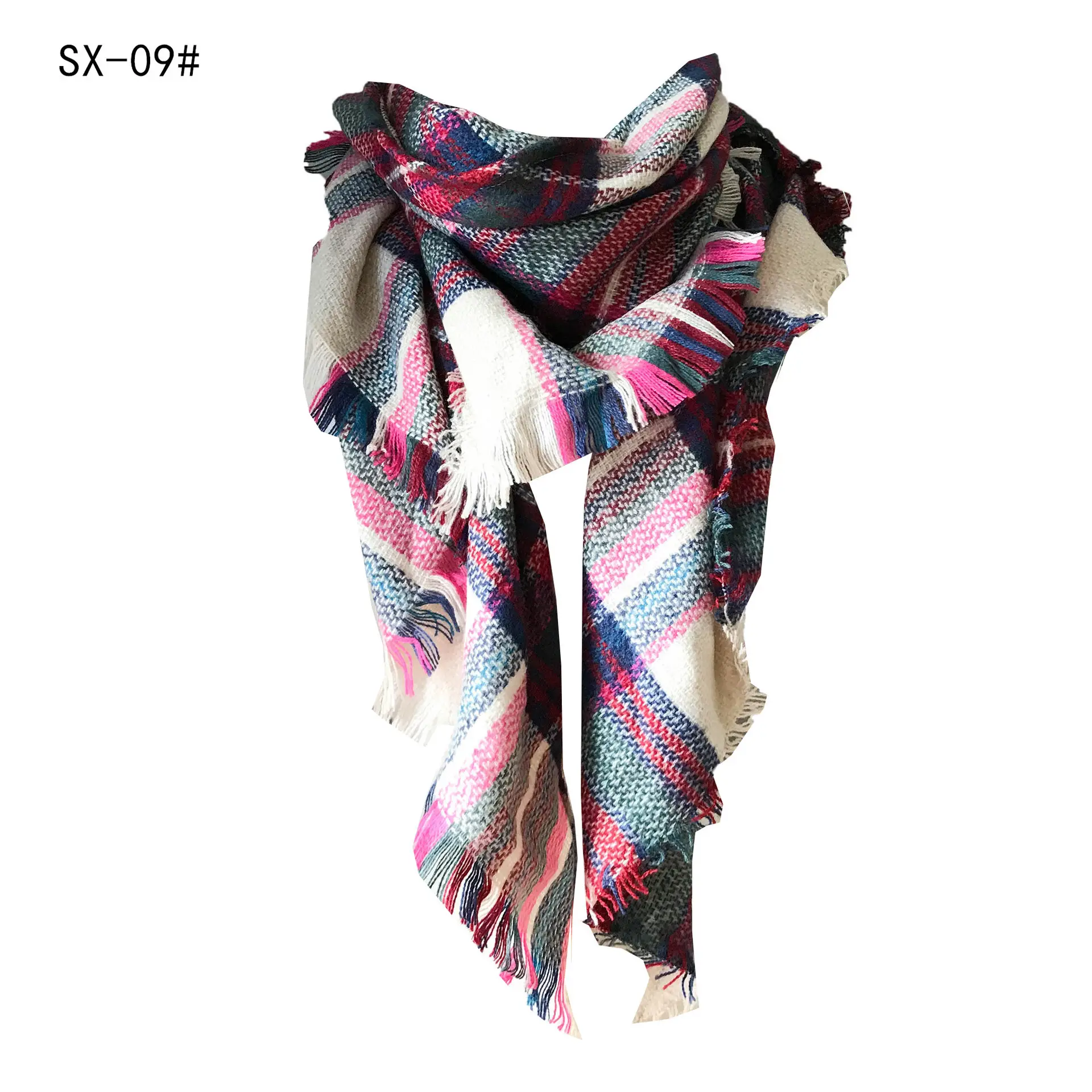 Purple Plaid Cashmere Shawl SD-17# - Image 9