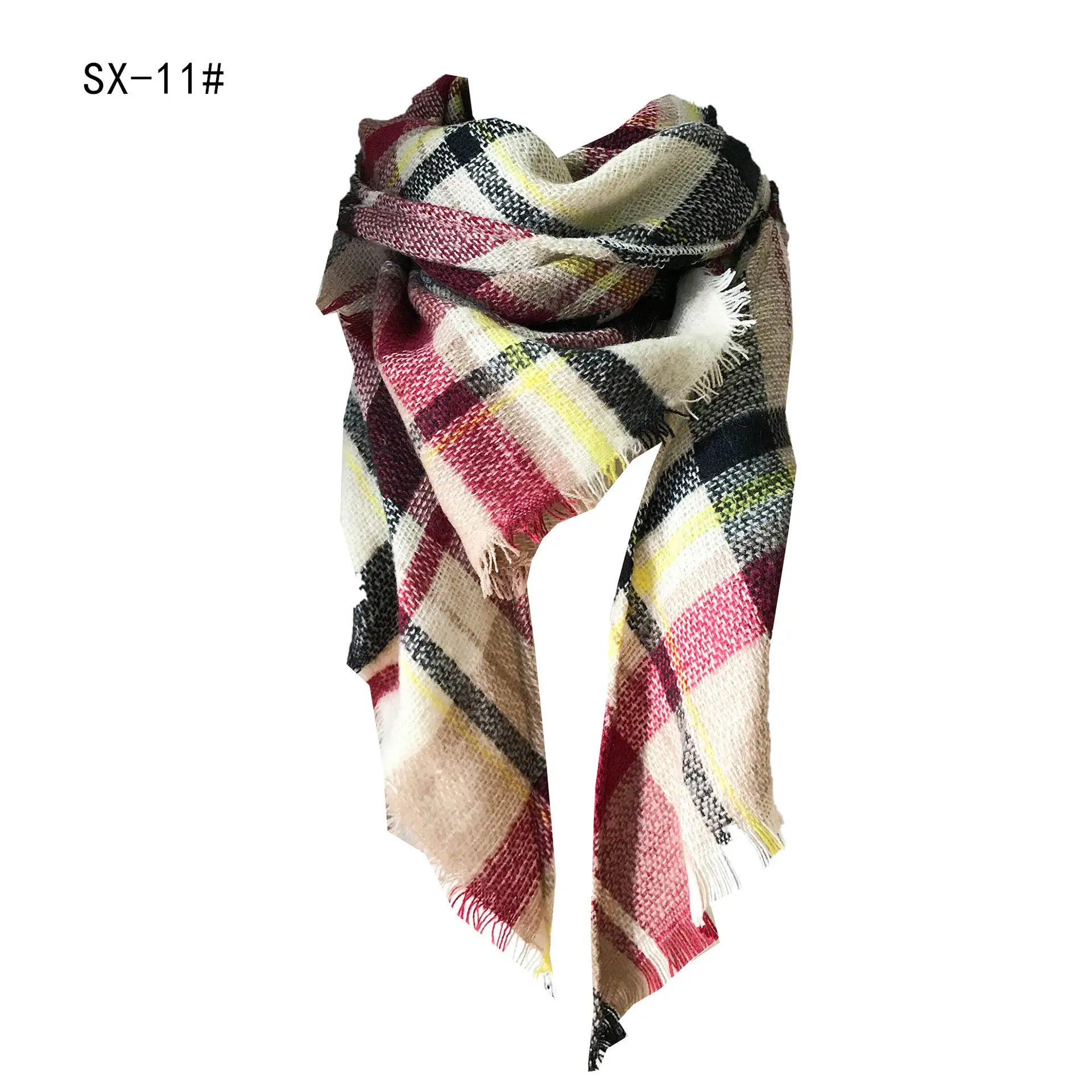 Purple Plaid Cashmere Shawl SD-17# - Image 10