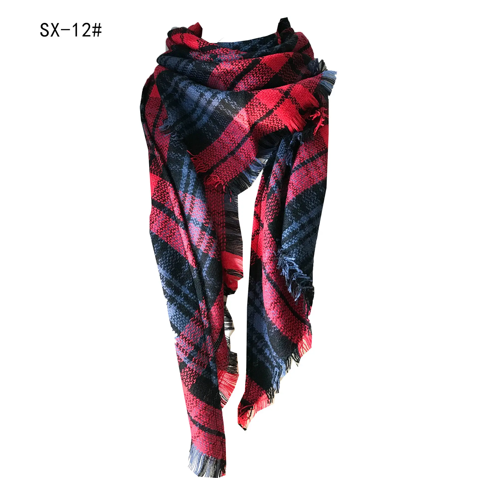 Purple Plaid Cashmere Shawl SD-17# - Image 11
