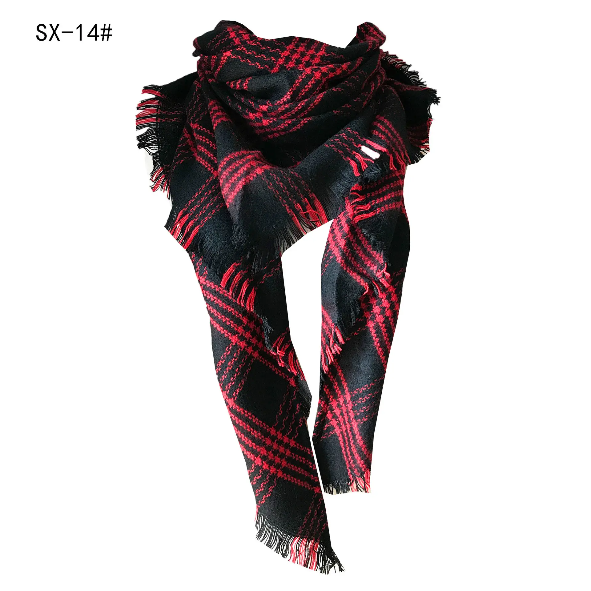 Purple Plaid Cashmere Shawl SD-17# - Image 12