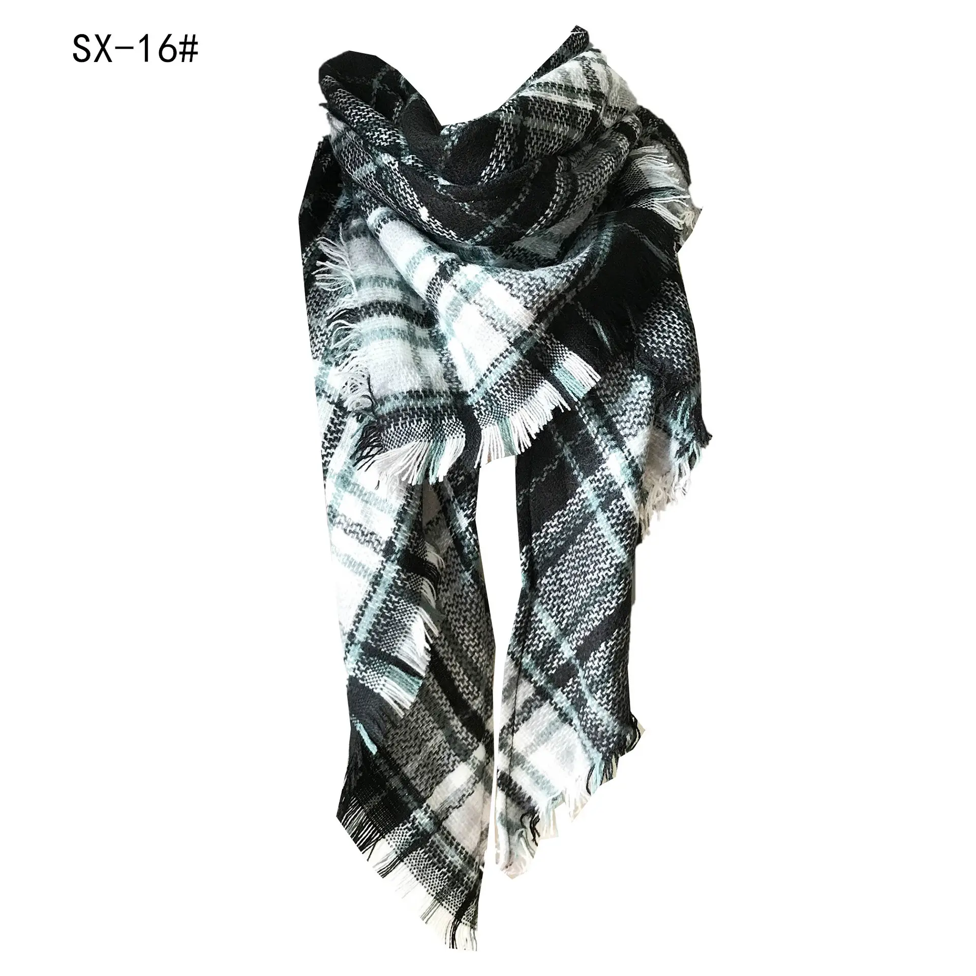 Purple Plaid Cashmere Shawl SD-17# - Image 13