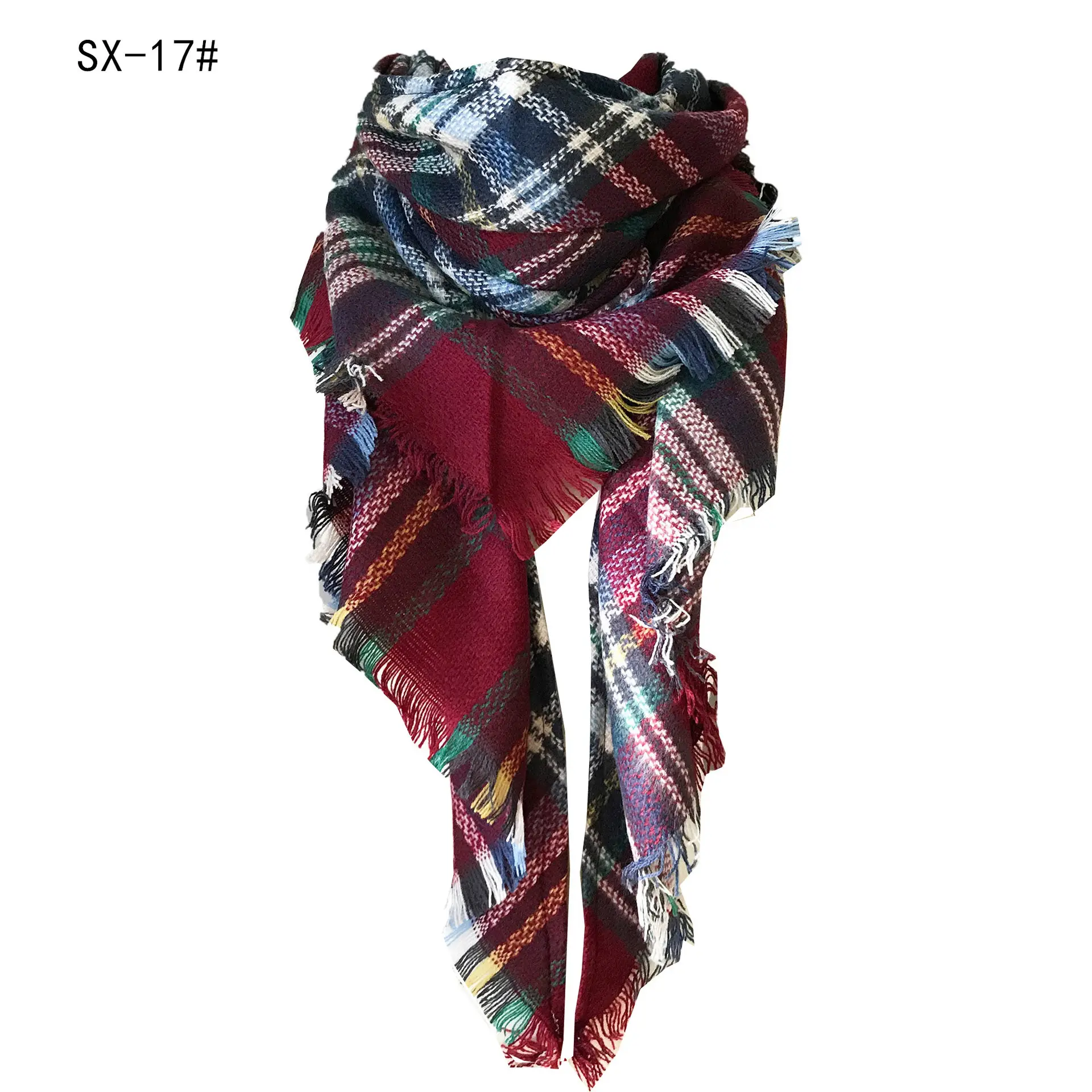 Purple Plaid Cashmere Shawl SD-17# - Image 14