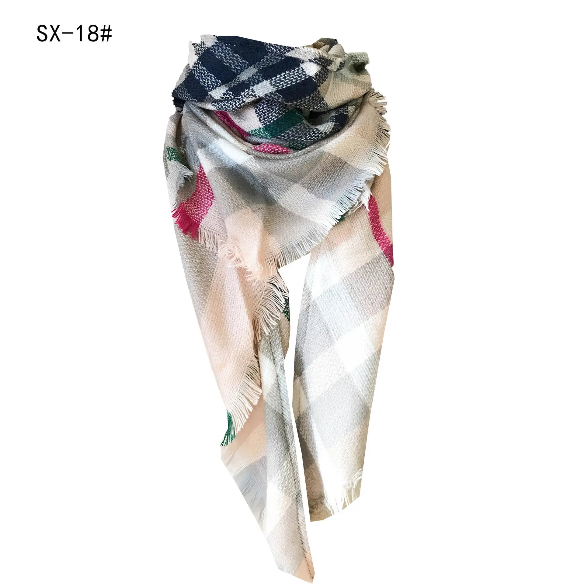 Purple Plaid Cashmere Shawl SD-17# - Image 16