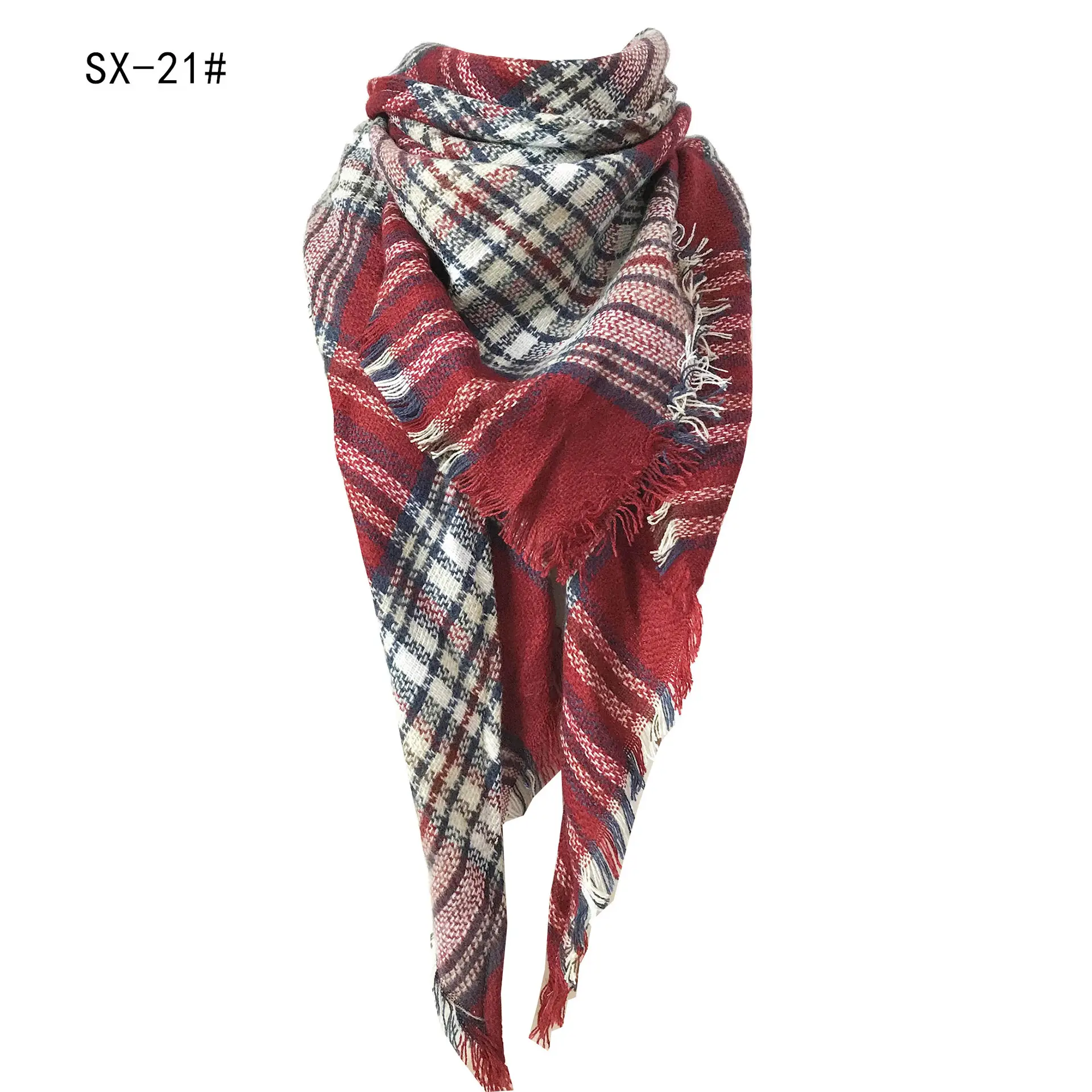 Purple Plaid Cashmere Shawl SD-17# - Image 18