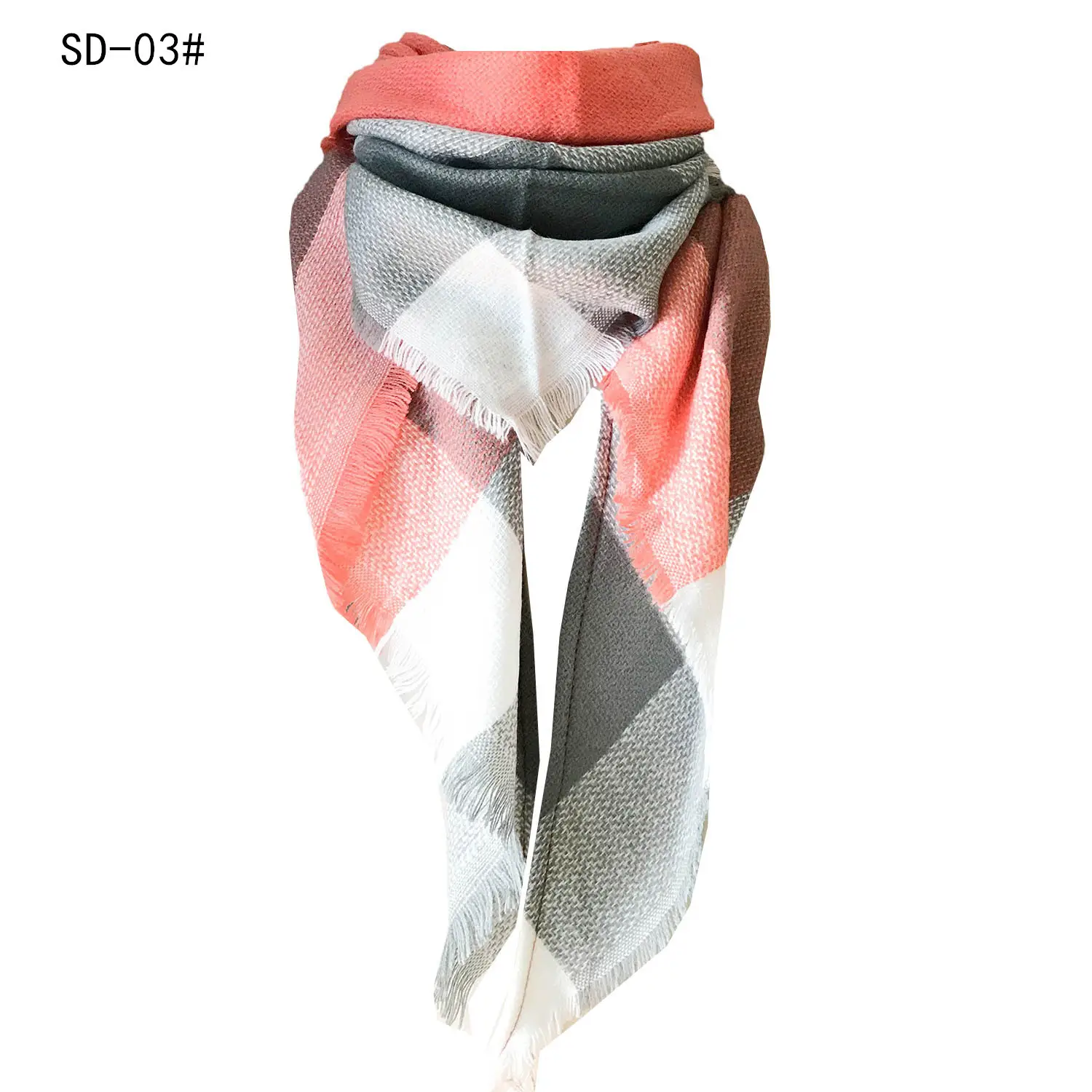 Purple Plaid Cashmere Shawl SD-17# - Image 22