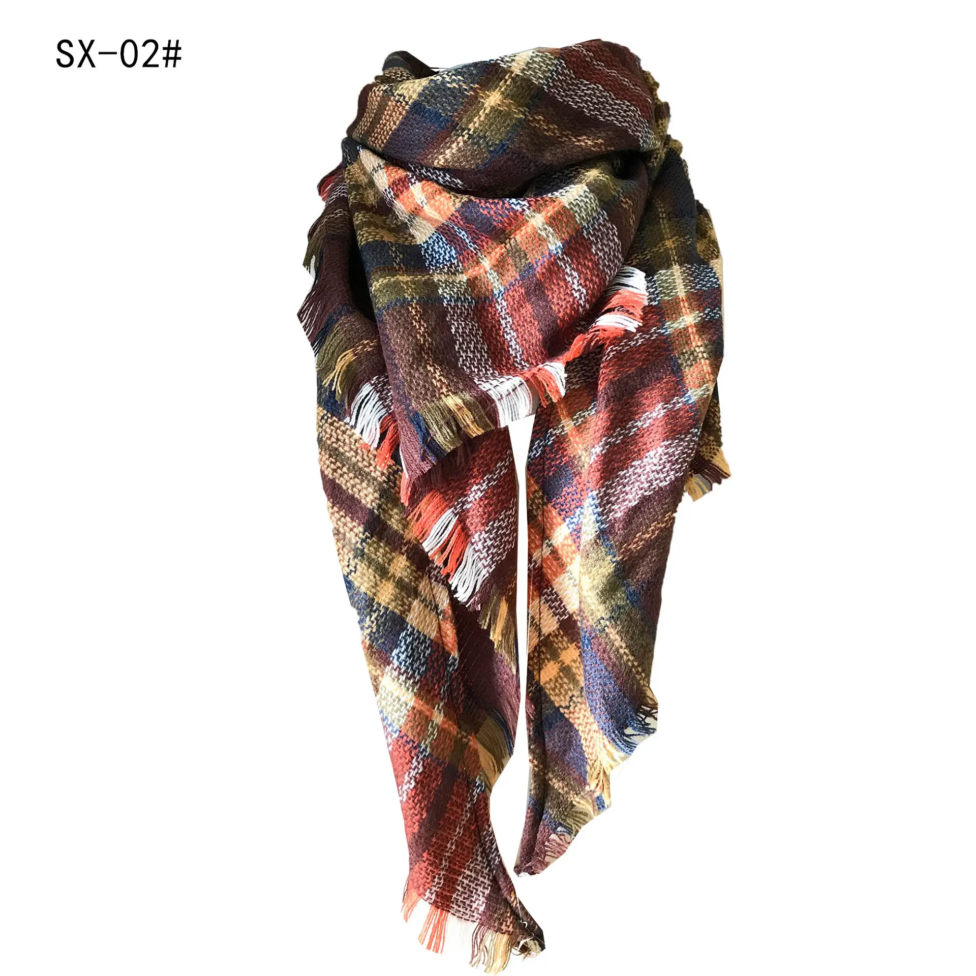 Purple Plaid Cashmere Shawl SD-17# - Image 2
