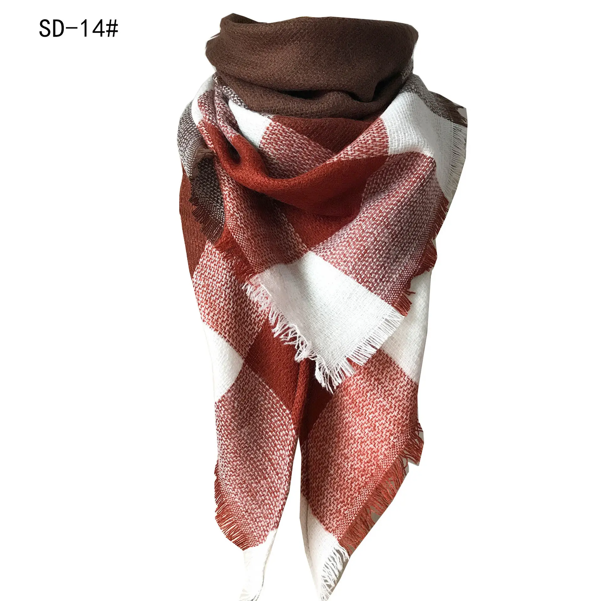 Purple Plaid Cashmere Shawl SD-17# - Image 29