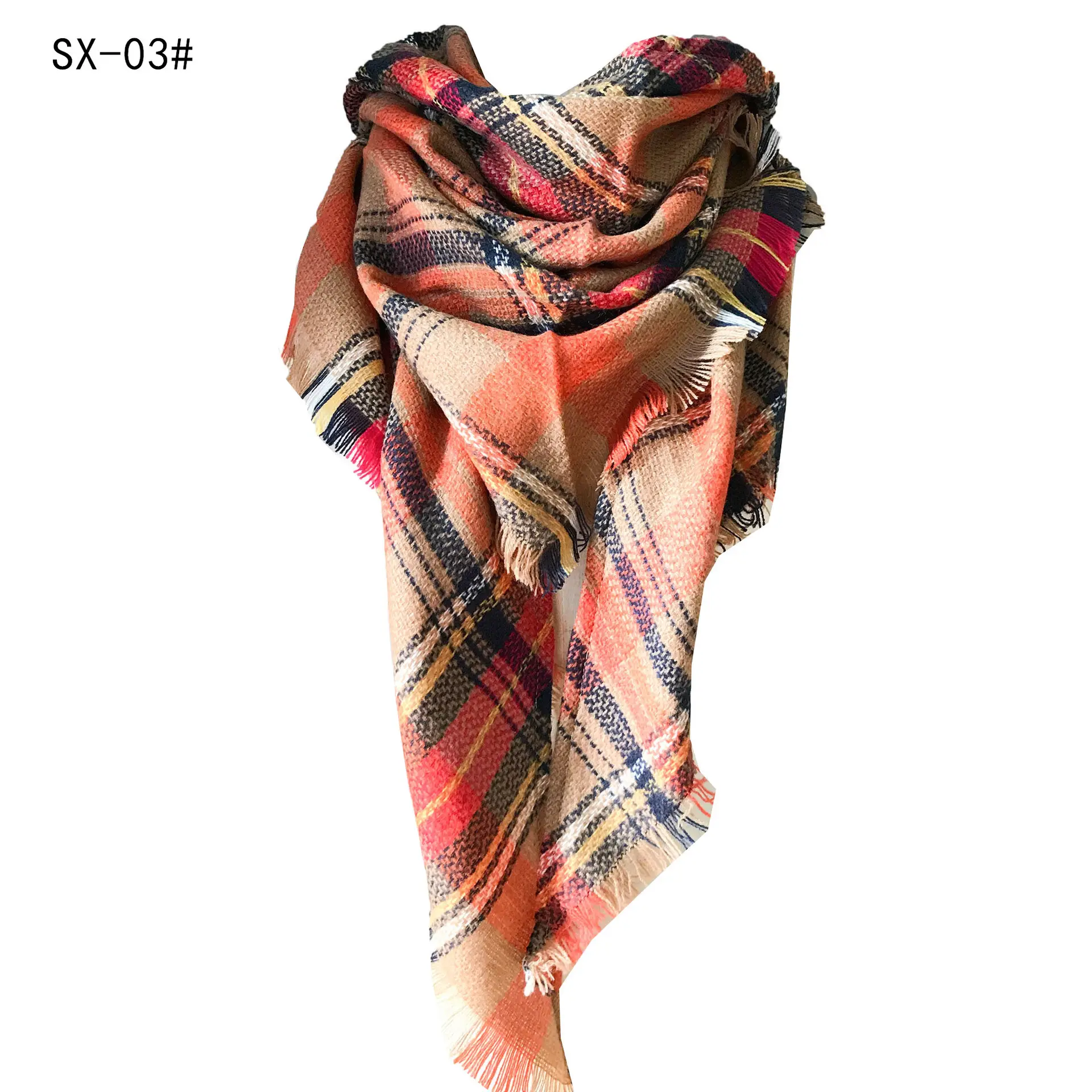 Purple Plaid Cashmere Shawl SD-17# - Image 3
