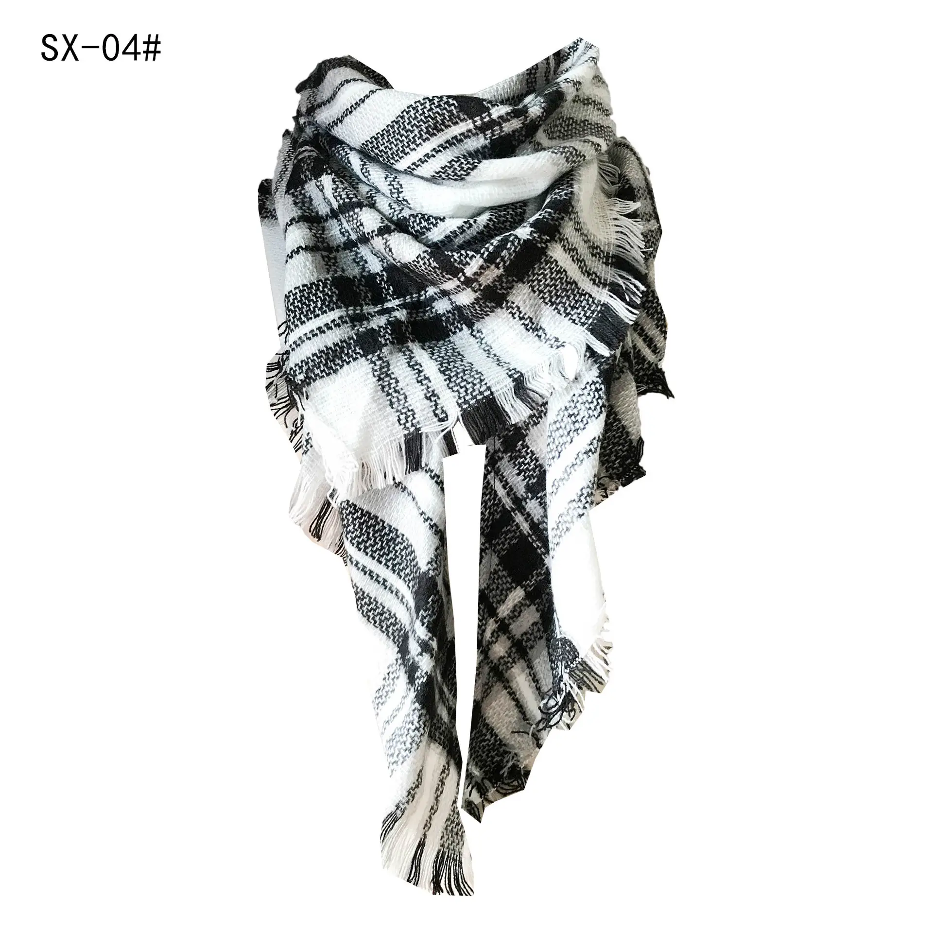Purple Plaid Cashmere Shawl SD-17# - Image 4