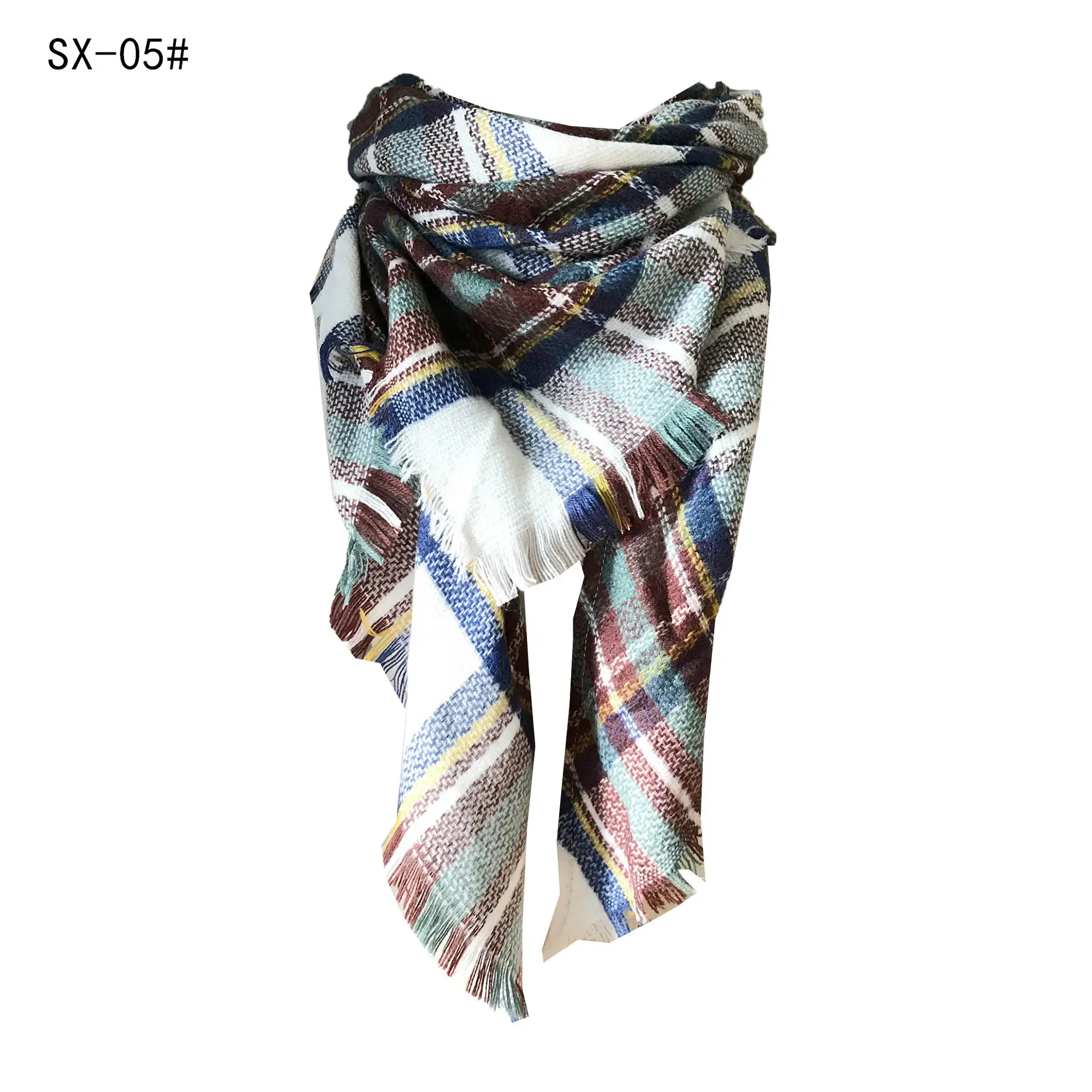 Purple Plaid Cashmere Shawl SD-17# - Image 5