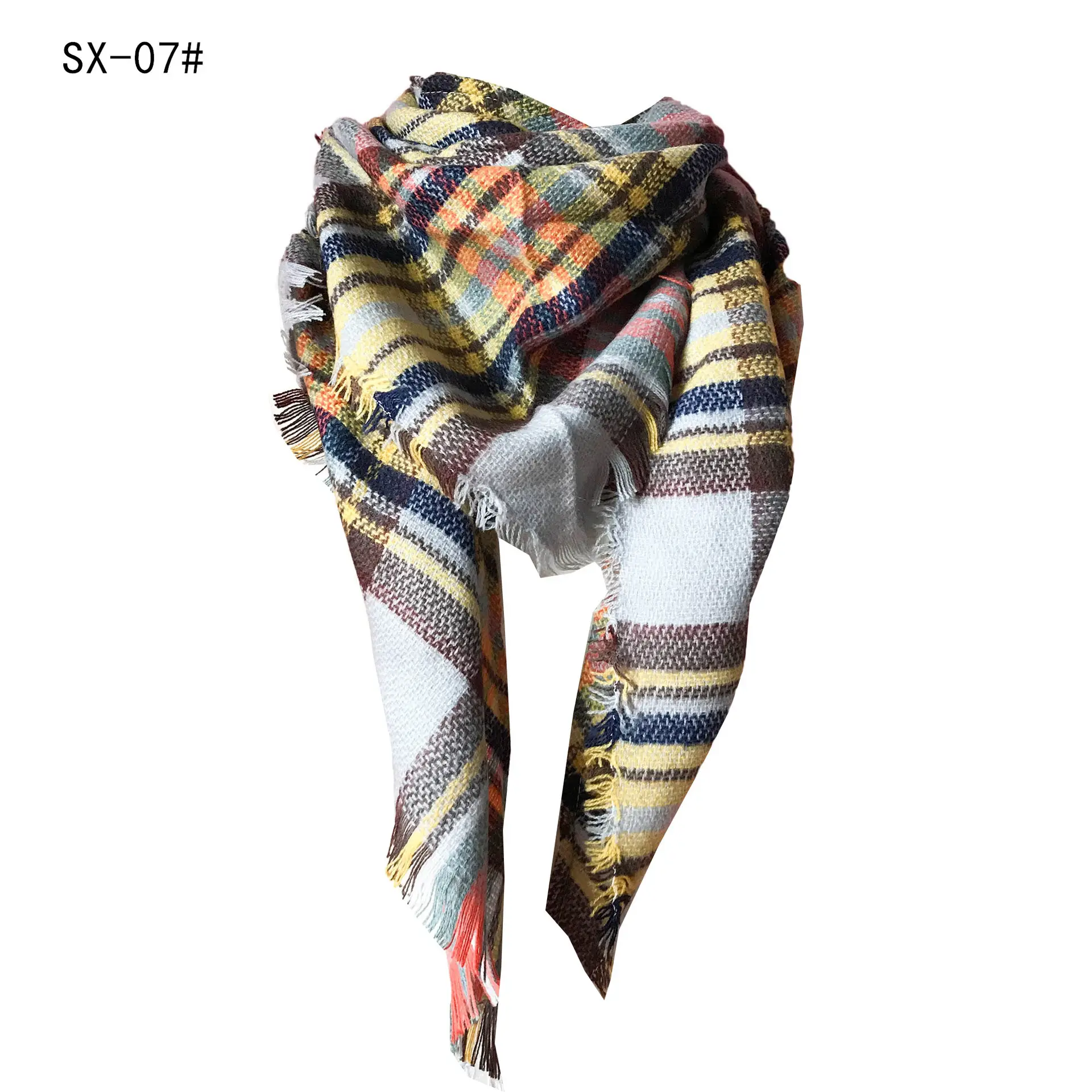 Purple Plaid Cashmere Shawl SD-17# - Image 7