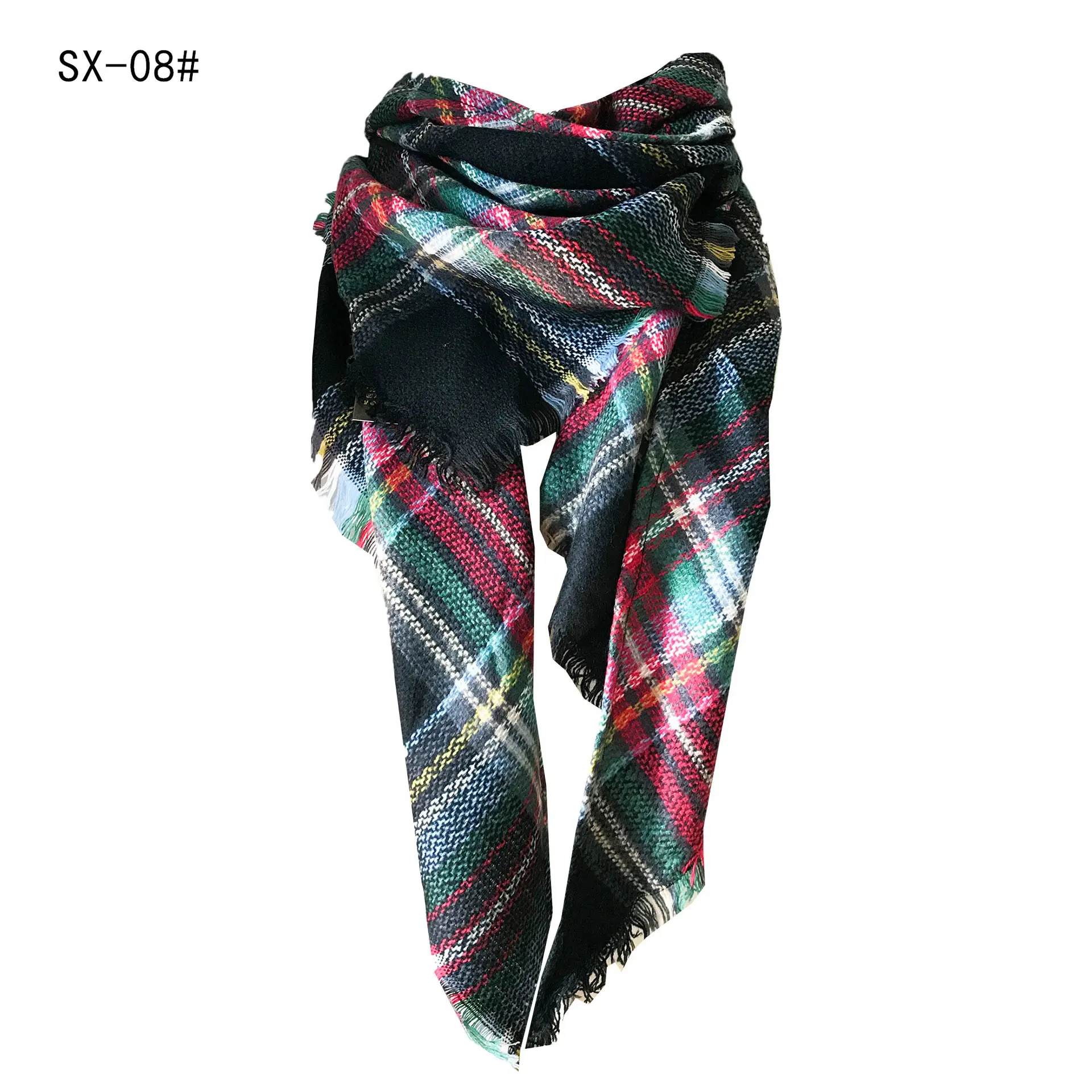 Purple Plaid Cashmere Shawl SD-17# - Image 8