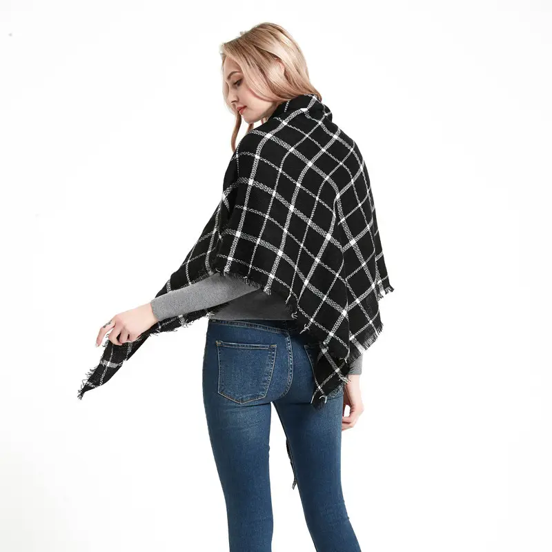 Faux Cashmere Plaid Triangle Shawl Scarf for Women - Image 23