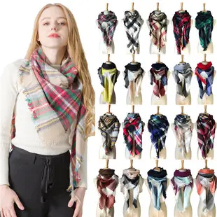 Faux Cashmere Plaid Triangle Shawl Scarf for Women — feature 1