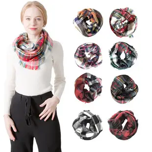 Faux Cashmere Plaid Triangle Shawl Scarf for Women — feature 10