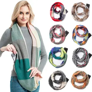 Faux Cashmere Plaid Triangle Shawl Scarf for Women — feature 13