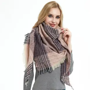Faux Cashmere Plaid Triangle Shawl Scarf for Women — feature 16