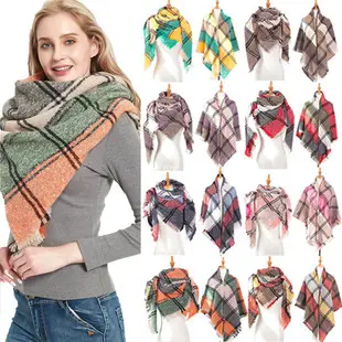 Faux Cashmere Plaid Triangle Shawl Scarf for Women — feature 8