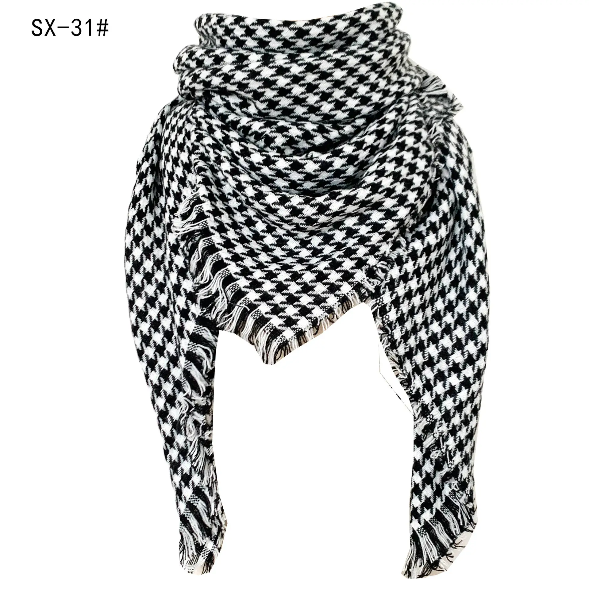 Faux Cashmere Plaid Triangle Shawl Scarf for Women - Image 9