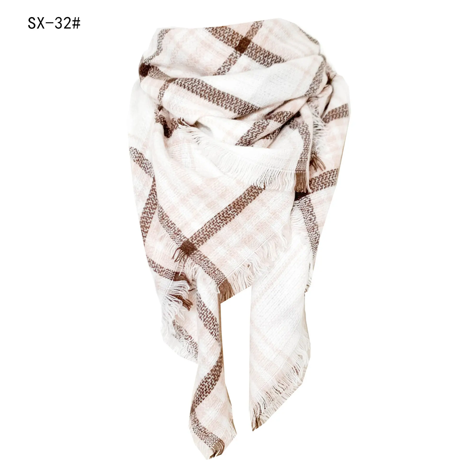 Faux Cashmere Plaid Triangle Shawl Scarf for Women - Image 10